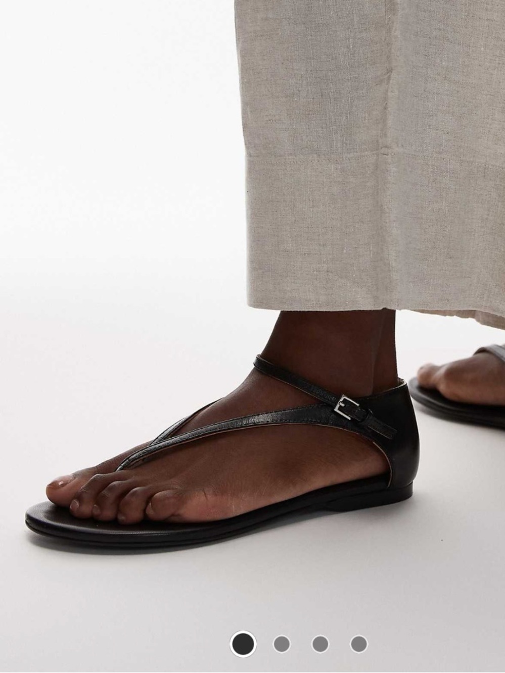 Mango Black T-Strap Ankle Buckle Sandals